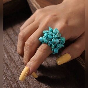 ✨NEW BOHO Sapphire Solitaire elastic Ring with Intricate Band Design